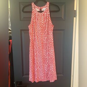 New York & Company Red and White Printed Sleeveless Mini Dress